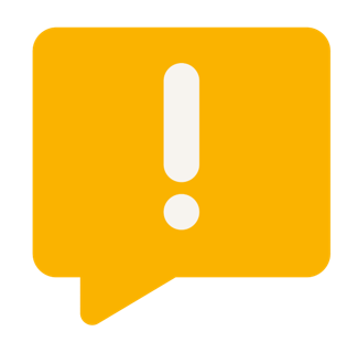 Sprechblase mit Rufzeichen